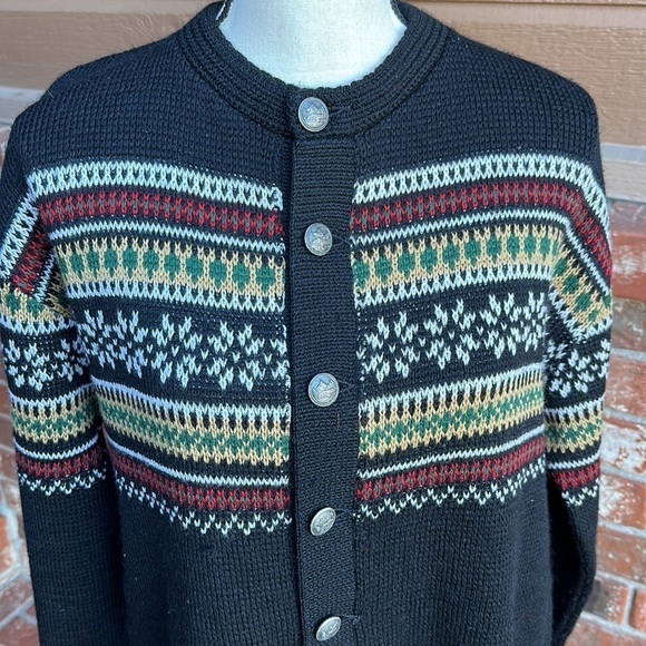 Jersild Vintage 100% Virgin Wool Fair Isle Cardigan Sweater Size Large - Picture 2 of 7